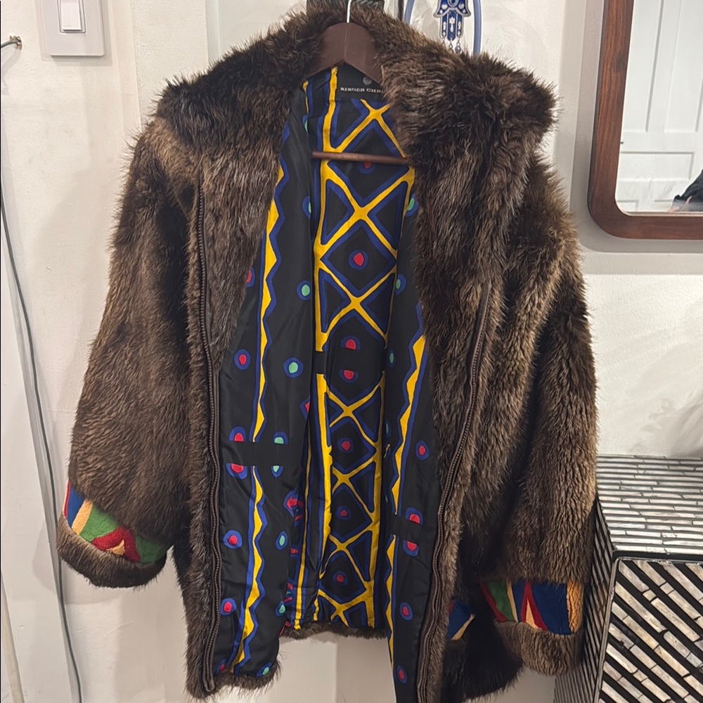Rare Birgen Christensen D’Arcy Moses Mink Fur Coat with unique Colorful Lining